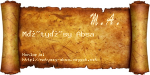 Mátyásy Absa névjegykártya